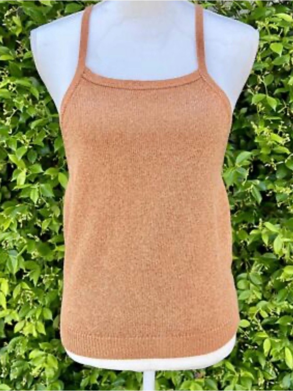 Anthropolgie Tan Knit Cami Tank Top - cropped